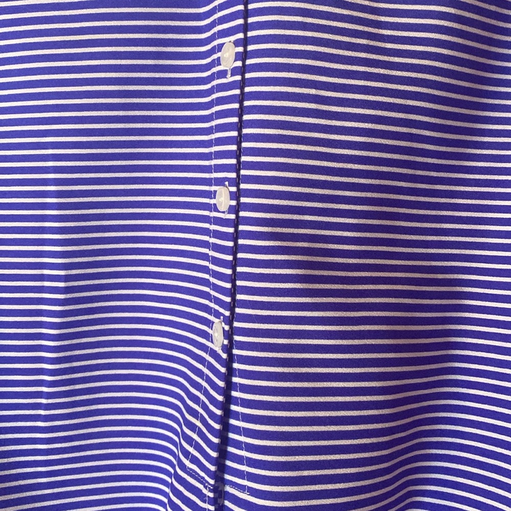 Talbots Striped Button Front Split Neck Blouse Ti… - image 5